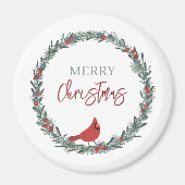Red Berries Wreath and Red Cardinal Christmas  Magnet (Vorne)