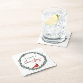 Red Berries Wreath and Red Cardinal Christmas Untersetzer (Vor Ort)