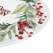 Red Berries Wreath Round Schneidebrett (Ecke)