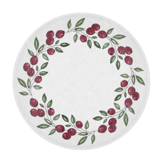 Red Berries Wreath Schneidebrett (Vorderseite)
