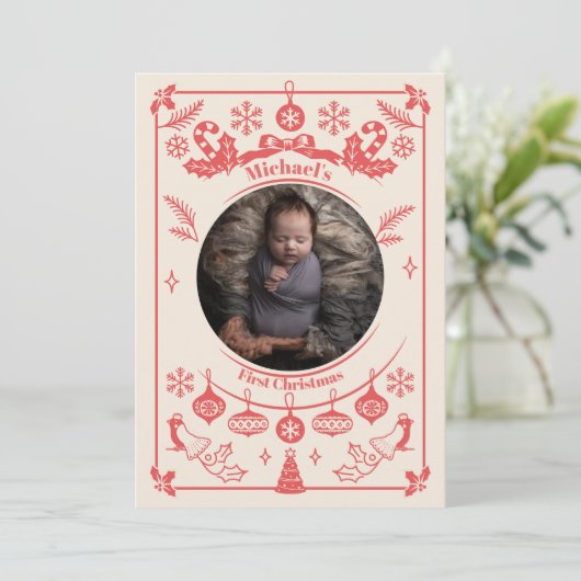 Red Berry Baby Boy Erste Weihnachten (Stehend Vorderseite)