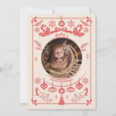 Red Berry Baby First Christmas Feiertagskarte (Vorderseite)