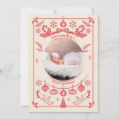 Red Berry Baby First Christmas Feiertagskarte (Vorderseite)