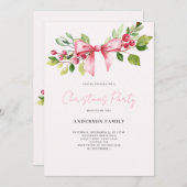 Red Berry Bow Weihnachtsfeier Einladung (Vorne/Hinten)