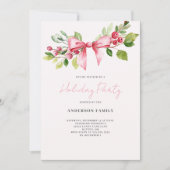 Red Berry Bow Weihnachtsfeier Einladung (Vorderseite)