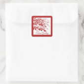 Red Berry Branch Glitzer Quadratischer Aufkleber (Tasche)