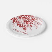 Red Berry Branches Weihnachten Pappteller (Schrägansicht)