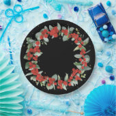 Red Berry Christmas Wreath Holiday Party Pappteller (Party)