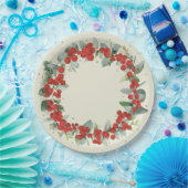 Red Berry Christmas Wreath Holiday Party Pappteller (Party)