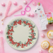 Red Berry Christmas Wreath Holiday Party Pappteller (Party)