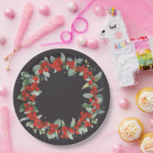 Red Berry Christmas Wreath Holiday Party Pappteller (Party)