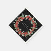 Red Berry Christmas Wreath Holiday Party Serviette (Ecke)