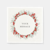 Red Berry Christmas Wreath Holiday Party Serviette (Vorderseite)