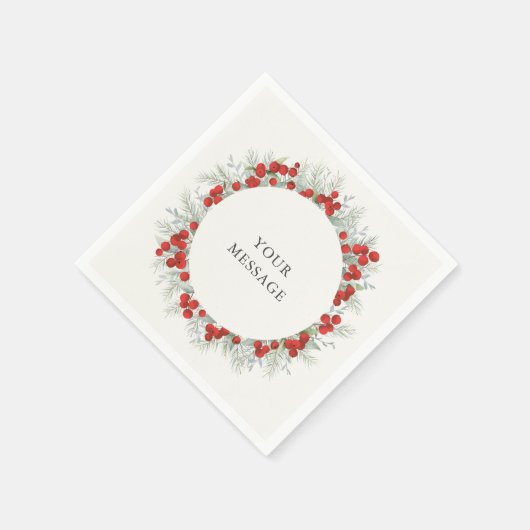 Red Berry Christmas Wreath Holiday Party Serviette (Ecke)