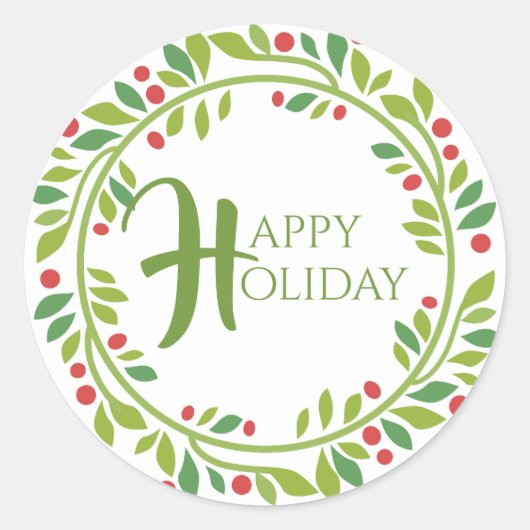 Red Berry Christmas Wreath Sticker (Vorderseite)