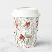 Red Berry Cranberry Branches Mit Monogramm Weihnac Pappbecher (Links)