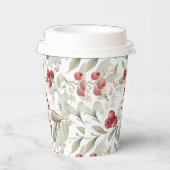 Red Berry Cranberry Branches Mit Monogramm Weihnac Pappbecher (Rechts)