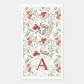 Red Berry Cranberry Branches Mit Monogramm Weihnac Serviette (Vorderseite)