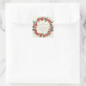 Red Berry+Eucalyptus Holiday Wreath Adresse Quadratischer Aufkleber (Tasche)