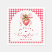 Red Berry First Birthday Serviette (Vorderseite)