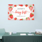 Red Berry First Birthday Strawberry Girl Birthday Banner (Messeveranstaltung)