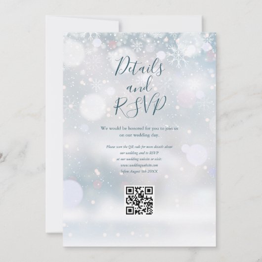 Red Berry Floral QR Code Winter Wedding Einladung (Rückseite)
