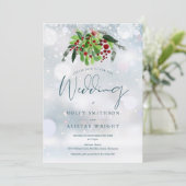 Red Berry Floral Winter Wedding Einladung (Stehend Vorderseite)