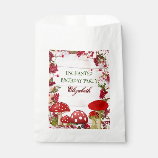 Red Berry Garden Toadstool Grüne Landschaft Mushro Geschenktütchen (Vorderseite)