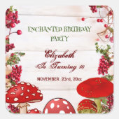 Red Berry Garden Toadstool Kid's Magic Mushrooms Quadratischer Aufkleber (Vorderseite)