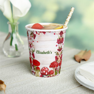 Red Berry Garden Toadstool Kinderparty Pappbecher