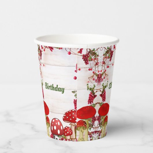 Red Berry Garden Toadstool Kinderparty Pappbecher (Rechts)