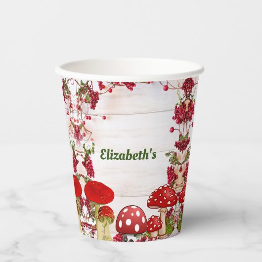 Red Berry Garden Toadstool Kinderparty Pappbecher (Vorderseite)