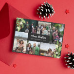 Red Berry Greenery Foto Collage Frohe Weihnachten<br><div class="desc">Weihnachtskarte mit grünen Zweigen aus Foto mit weißen Blume und roten Beeren,  die sechs Fotos Ihrer Familie umrahmen.</div>