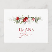 Red Berry Holiday Thank You Card Postkarte (Vorderseite)