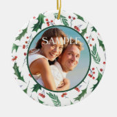Red Berry Holly Foto Template Unser erstes Weihnac Keramik Ornament (Vorne)