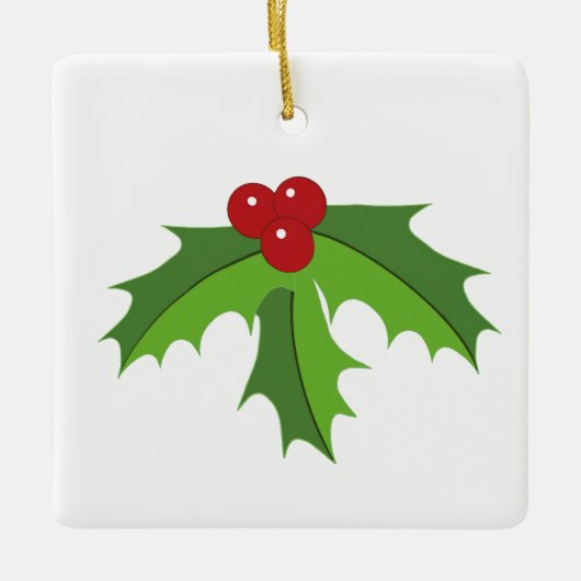 Red Berry Holly Keramikornament (Vorderseite)
