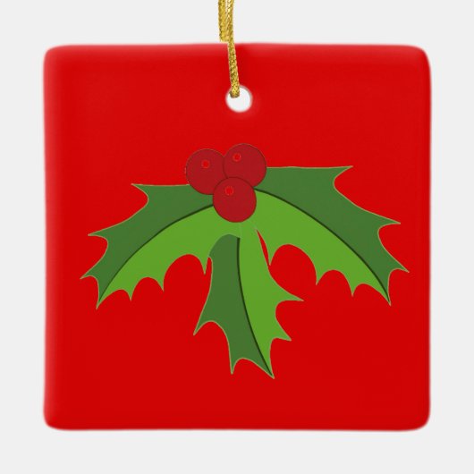 Red Berry Holly Keramikornament (Vorderseite)