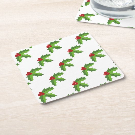 Red Berry Holly Rechteckiger Pappuntersetzer (angewinkelt)