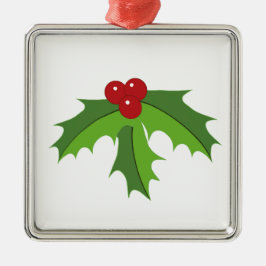 Red Berry Holly Silbernes Ornament