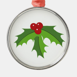 Red Berry Holly Silbernes Ornament