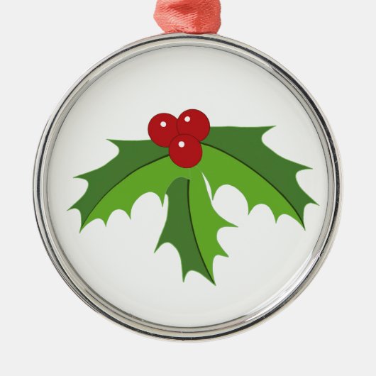Red Berry Holly Silbernes Ornament (Vorne)