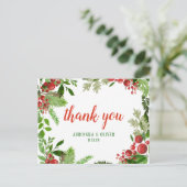 Red Berry Holly Verlasst Weihnachten Hochzeit Viel Postkarte (Stehend Vorderseite)