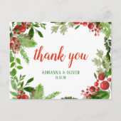 Red Berry Holly Verlasst Weihnachten Hochzeit Viel Postkarte (Vorderseite)