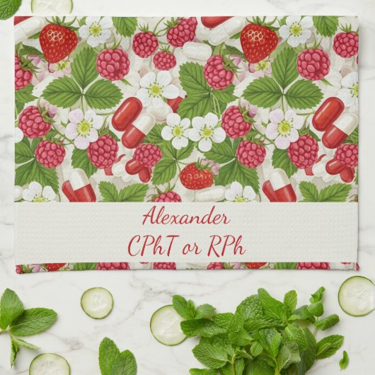 Red Berry & Pills Pharmacy Geschirrtuch (Gefaltet)