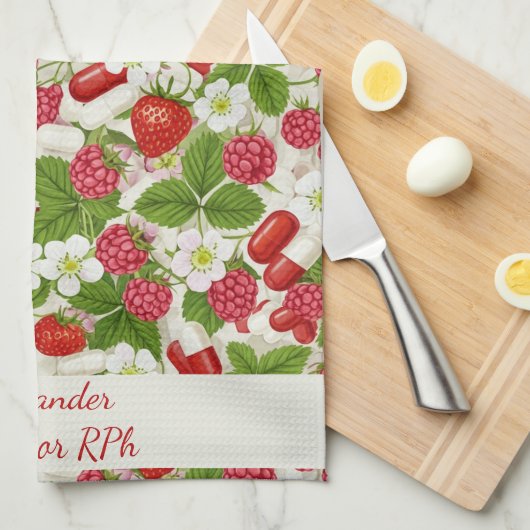Red Berry & Pills Pharmacy Geschirrtuch (Viertel Falte)