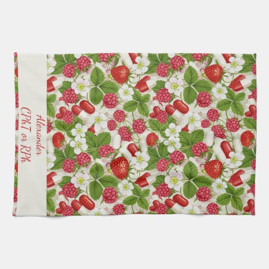 Red Berry & Pills Pharmacy Geschirrtuch (Horizontal)