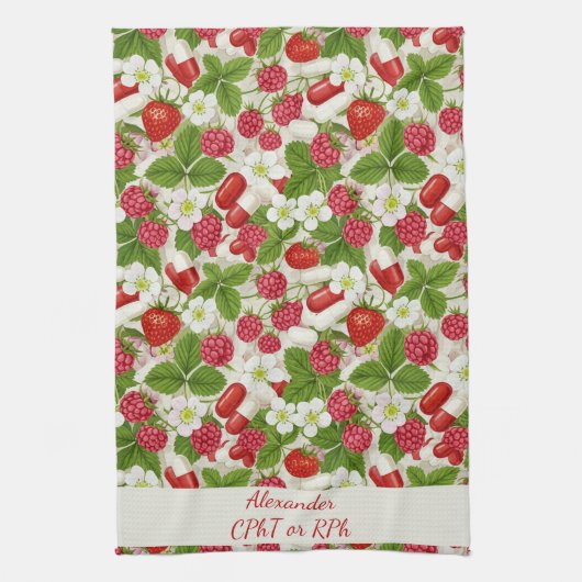 Red Berry & Pills Pharmacy Geschirrtuch (Vertikal)