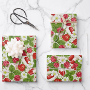 Red Berry & Pills Pharmacy Gift Wrapping Paper Geschenkpapier Set