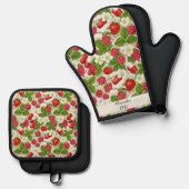 Red Berry & Pills Pharmacy Kitchen Ofenhandschuh & Topflappen-Set (Vorderseite/Rückseite)