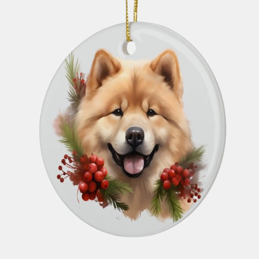 Red Berry Pine Shiba Inu Dog Keramik Ornament (Links)